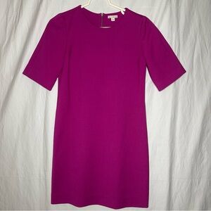 GAP Fuchsia Pink Knit Sheath Dress Full Back Zipper Sz 0 Elbow Length Sleeve